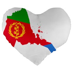 Eritrea Flag Map Geography Outline Large 19  Premium Flano Heart Shape Cushions by Sapixe