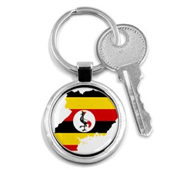 Uganda Flag Map Geography Outline Key Chain (round) by Sapixe