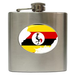 Uganda Flag Map Geography Outline Hip Flask (6 Oz) by Sapixe