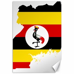 Uganda Flag Map Geography Outline Canvas 12  X 18  by Sapixe