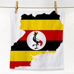 Uganda Flag Map Geography Outline Face Towel by Sapixe