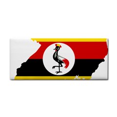 Uganda Flag Map Geography Outline Hand Towel by Sapixe