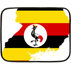 Uganda Flag Map Geography Outline Double Sided Fleece Blanket (mini)  by Sapixe