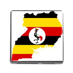 Uganda Flag Map Geography Outline Memory Card Reader (square 5 Slot) by Sapixe