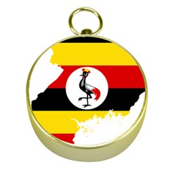 Uganda Flag Map Geography Outline Gold Compasses by Sapixe