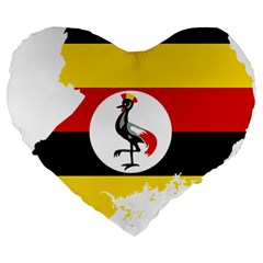 Uganda Flag Map Geography Outline Large 19  Premium Flano Heart Shape Cushions by Sapixe