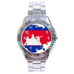 Borders Country Flag Geography Map Stainless Steel Analogue Watch by Sapixe