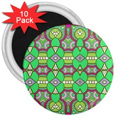 Circles And Other Shapes Pattern                            3  Magnet (10 Pack) by LalyLauraFLM