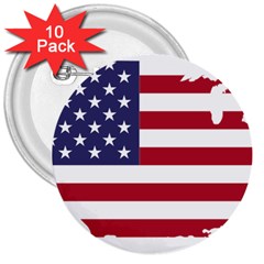 America Art Borders Cartography 3  Buttons (10 Pack)  by Sapixe