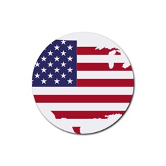 America Art Borders Cartography Rubber Coaster (round)  by Sapixe