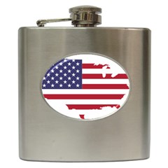 America Art Borders Cartography Hip Flask (6 Oz) by Sapixe