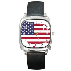 America Art Borders Cartography Square Metal Watch by Sapixe