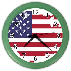 America Art Borders Cartography Color Wall Clock by Sapixe