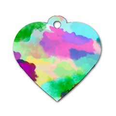 Watercolors Spots                              Dog Tag Heart (one Side) by LalyLauraFLM