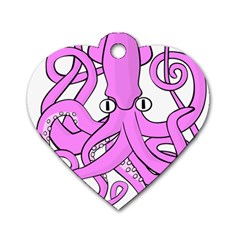 Squid Octopus Animal Dog Tag Heart (one Side) by Bajindul