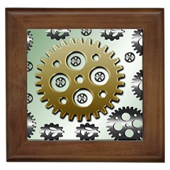 Gear Background Sprocket Framed Tile by HermanTelo