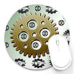 Gear Background Sprocket Round Mousepads by HermanTelo