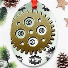 Gear Background Sprocket Ornament (Oval)