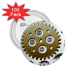 Gear Background Sprocket 2.25  Buttons (100 pack) 