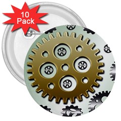 Gear Background Sprocket 3  Buttons (10 pack) 