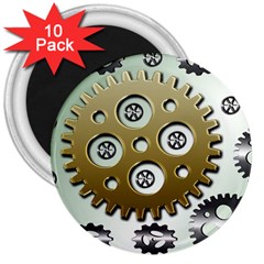 Gear Background Sprocket 3  Magnets (10 pack) 