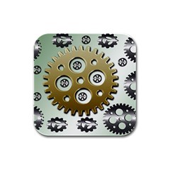 Gear Background Sprocket Rubber Square Coaster (4 pack) 