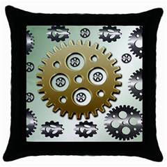 Gear Background Sprocket Throw Pillow Case (black) by HermanTelo