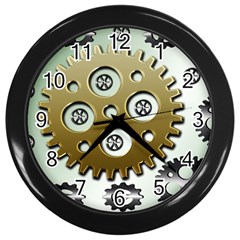 Gear Background Sprocket Wall Clock (Black)