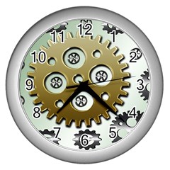 Gear Background Sprocket Wall Clock (Silver)