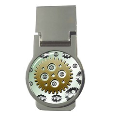 Gear Background Sprocket Money Clips (round)  by HermanTelo