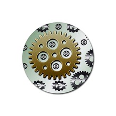 Gear Background Sprocket Rubber Coaster (Round) 