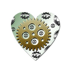 Gear Background Sprocket Heart Magnet