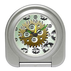 Gear Background Sprocket Travel Alarm Clock by HermanTelo