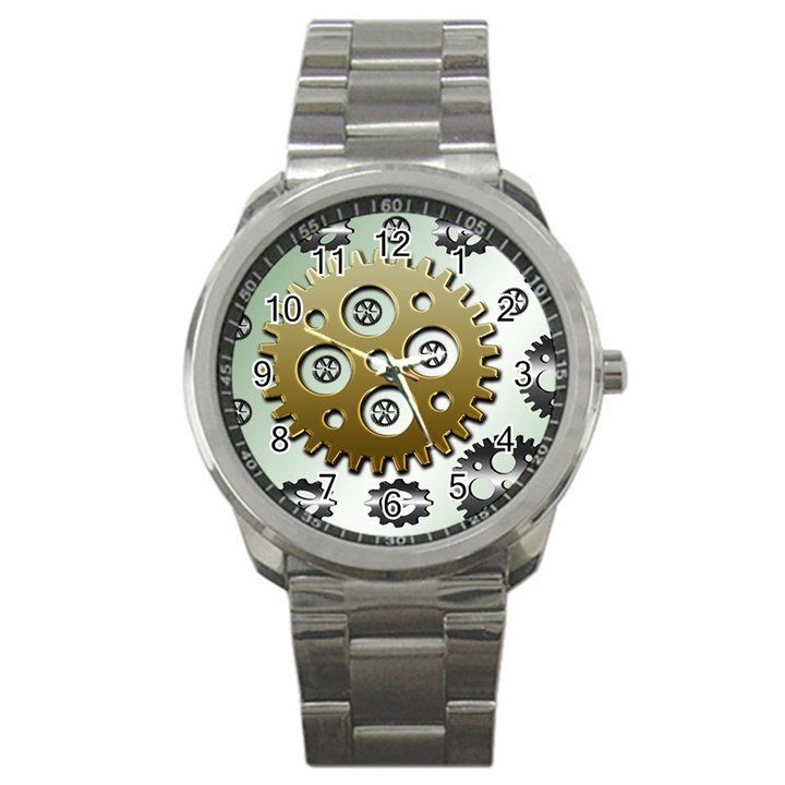 Gear Background Sprocket Sport Metal Watch