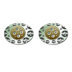 Gear Background Sprocket Cufflinks (oval) by HermanTelo