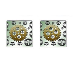 Gear Background Sprocket Cufflinks (square)