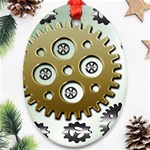 Gear Background Sprocket Oval Ornament (Two Sides) Front