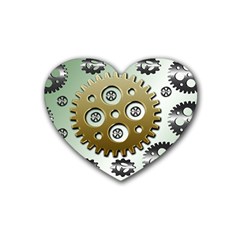 Gear Background Sprocket Heart Coaster (4 Pack) 