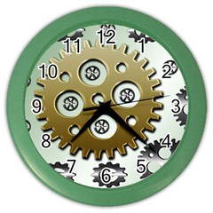 Gear Background Sprocket Color Wall Clock