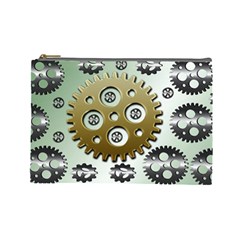 Gear Background Sprocket Cosmetic Bag (large)