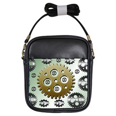 Gear Background Sprocket Girls Sling Bag by HermanTelo