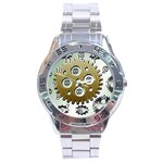 Gear Background Sprocket Stainless Steel Analogue Watch Front