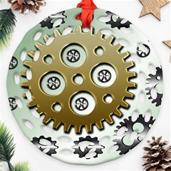 Gear Background Sprocket Round Filigree Ornament (two Sides)