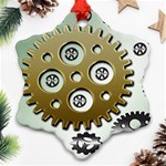 Gear Background Sprocket Snowflake Ornament (Two Sides) Front