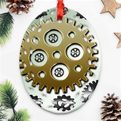 Gear Background Sprocket Ornament (Oval Filigree)