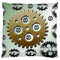 Gear Background Sprocket Large Flano Cushion Case (two Sides) by HermanTelo