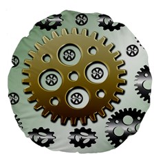 Gear Background Sprocket Large 18  Premium Flano Round Cushions