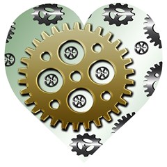 Gear Background Sprocket Wooden Puzzle Heart