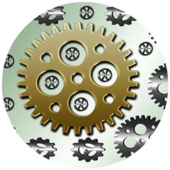 Gear Background Sprocket Wooden Puzzle Round