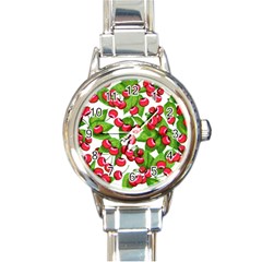 Cherry Leaf Fruit Summer Round Italian Charm Watch